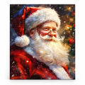 Santa’s Festive Smile paint by numbers artwork on a front-facing canvas against a white background