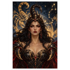 Full Scorpio Scorpion Queen Constellation paint by numbers artwork on a clean white square, complete design shown at its original proportions with a subtle soft shadow.