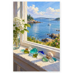 Full sea glass window display paint by numbers artwork on a clean white background.