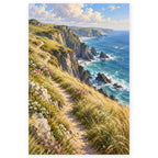 Full seaside cliff wild grass path paint by numbers artwork on a clean white background.