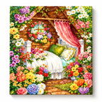 Secret Garden Flower Canopy paint by numbers artwork on a front-facing canvas against a white background
