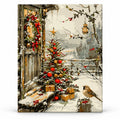 Snowbound Christmas Grove paint by numbers artwork on a front-facing canvas against a white background