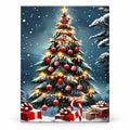 Snowfall Beneath Christmas Lights paint by numbers artwork on a front-facing canvas against a white background