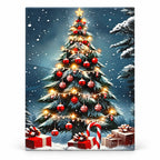 Snowfall Beneath Christmas Lights paint by numbers artwork on a front-facing canvas against a white background