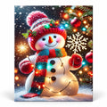 Snowfall Holiday Glow Snowman paint by numbers artwork on a front-facing canvas against a white background