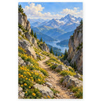Snowless Mountain Pass Wildflowers paint by numbers artwork on a front-facing canvas against a white background