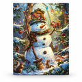 Snowman’s Festive Forest paint by numbers artwork on a front-facing canvas against a white background