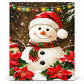 Snowman Poinsettia Celebration paint by numbers artwork on a front-facing canvas against a white background