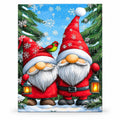 Snowy Gnome Companions paint by numbers artwork on a front-facing canvas against a white background