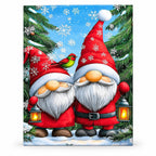 Snowy Gnome Companions paint by numbers artwork on a front-facing canvas against a white background