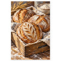`01-sourdough-loaves-bakery-crate-hero.webp` — Full Sourdough Loaves Bakery Crate paint by numbers artwork on a clean white square, complete design shown at its original proportions with a subtle soft shadow.