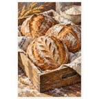 `01-sourdough-loaves-bakery-crate-hero.webp` — Full Sourdough Loaves Bakery Crate paint by numbers artwork on a clean white square, complete design shown at its original proportions with a subtle soft shadow.