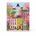 Spring Blossom European Street paint by numbers artwork on a front-facing canvas against a white background
