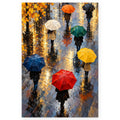 Spring Rain Parade Umbrellas paint by numbers artwork on a front-facing canvas against a white background