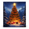 Star Over the Snowy Pines paint by numbers artwork on a front-facing canvas against a white background