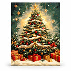 Star Topped Christmas Glow Tree paint by numbers artwork on a front-facing canvas against a white background