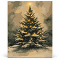 Star Topped Woodland Christmas Tree paint by numbers artwork on a front-facing canvas against a white background