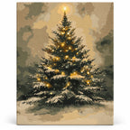 Star Topped Woodland Christmas Tree paint by numbers artwork on a front-facing canvas against a white background