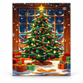 Starbright Christmas Tree by the Window paint by numbers artwork on a front-facing canvas against a white background