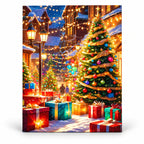 Starlit Christmas Village paint by numbers artwork on a front-facing canvas against a white background