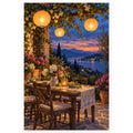 Summer Solstice Lantern Garden Paint by Numbers Kit artwork on a front-facing canvas against a white background.