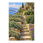 Sunlit Herb Terraces paint by numbers artwork on a front-facing canvas against a white background