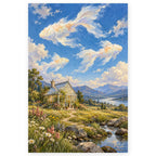Full Surreal Greenhouse Fish Clouds paint by numbers artwork on a clean white square, complete design shown at its original proportions with a subtle soft shadow.