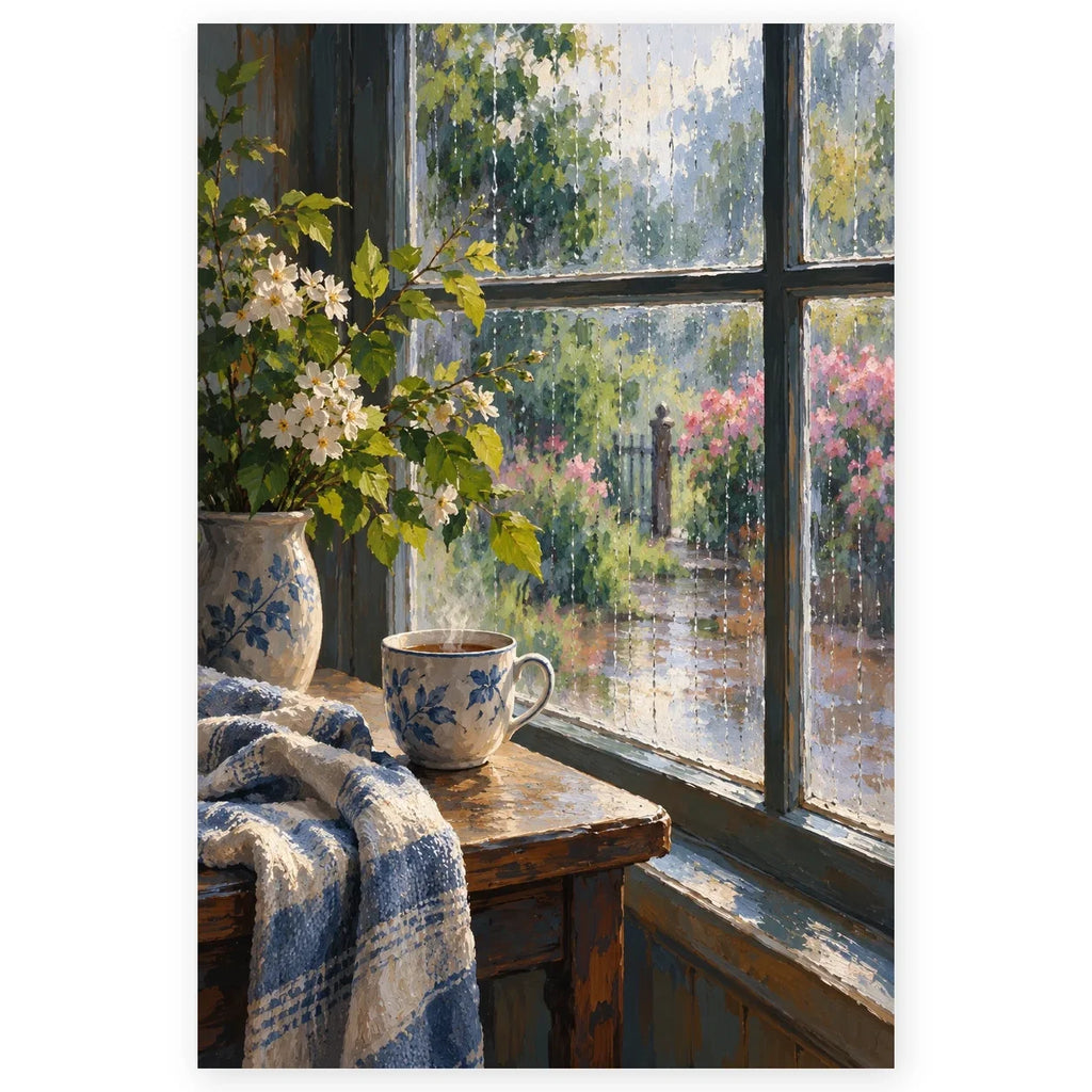 `01-tea-room-window-rain-hero.webp` — Full Tea Room Window Rain paint by numbers artwork on a clean white square, complete design shown at its original proportions with a subtle soft shadow.
