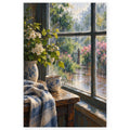 `01-tea-room-window-rain-hero.webp` — Full Tea Room Window Rain paint by numbers artwork on a clean white square, complete design shown at its original proportions with a subtle soft shadow.