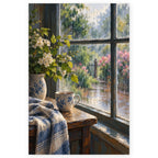 `01-tea-room-window-rain-hero.webp` — Full Tea Room Window Rain paint by numbers artwork on a clean white square, complete design shown at its original proportions with a subtle soft shadow.