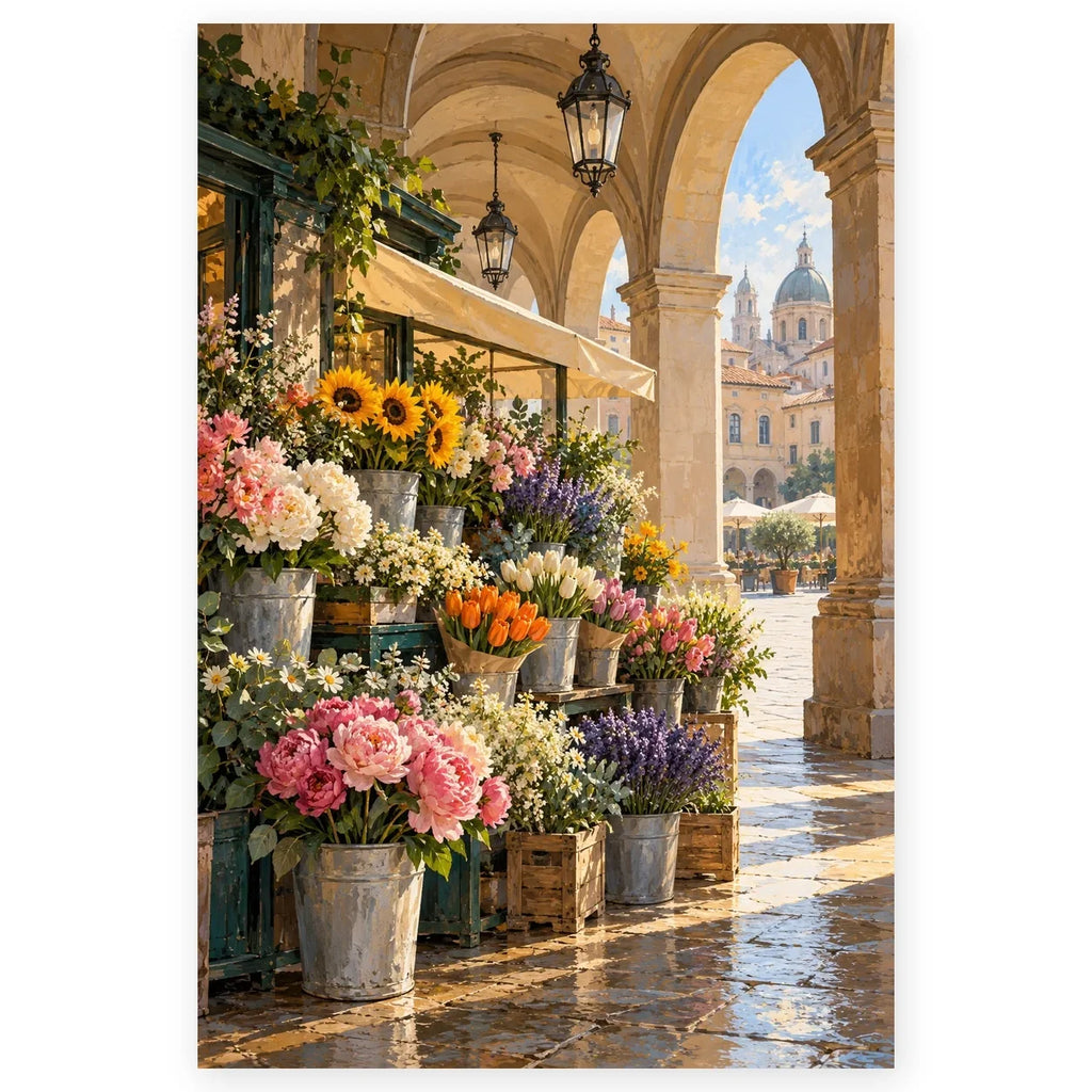 Full vienna florist market morning paint by numbers artwork on a clean white background.