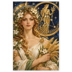 Full Virgo Botanical Keeper Wheat paint by numbers artwork on a clean white square, complete design shown at its original proportions with a subtle soft shadow.