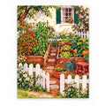 White Picket Cottage Vegetable Garden artwork on a front-facing frameless canvas against a white background.