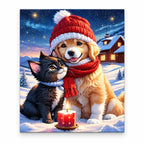 Winter Companions by Candlelight paint by numbers artwork on a front-facing canvas against a white background