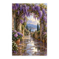 wisteria arch after rain paint by numbers artwork on a front-facing canvas against a white background