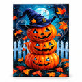 Witching Hour Pumpkins paint by numbers artwork on a front-facing canvas against a white background