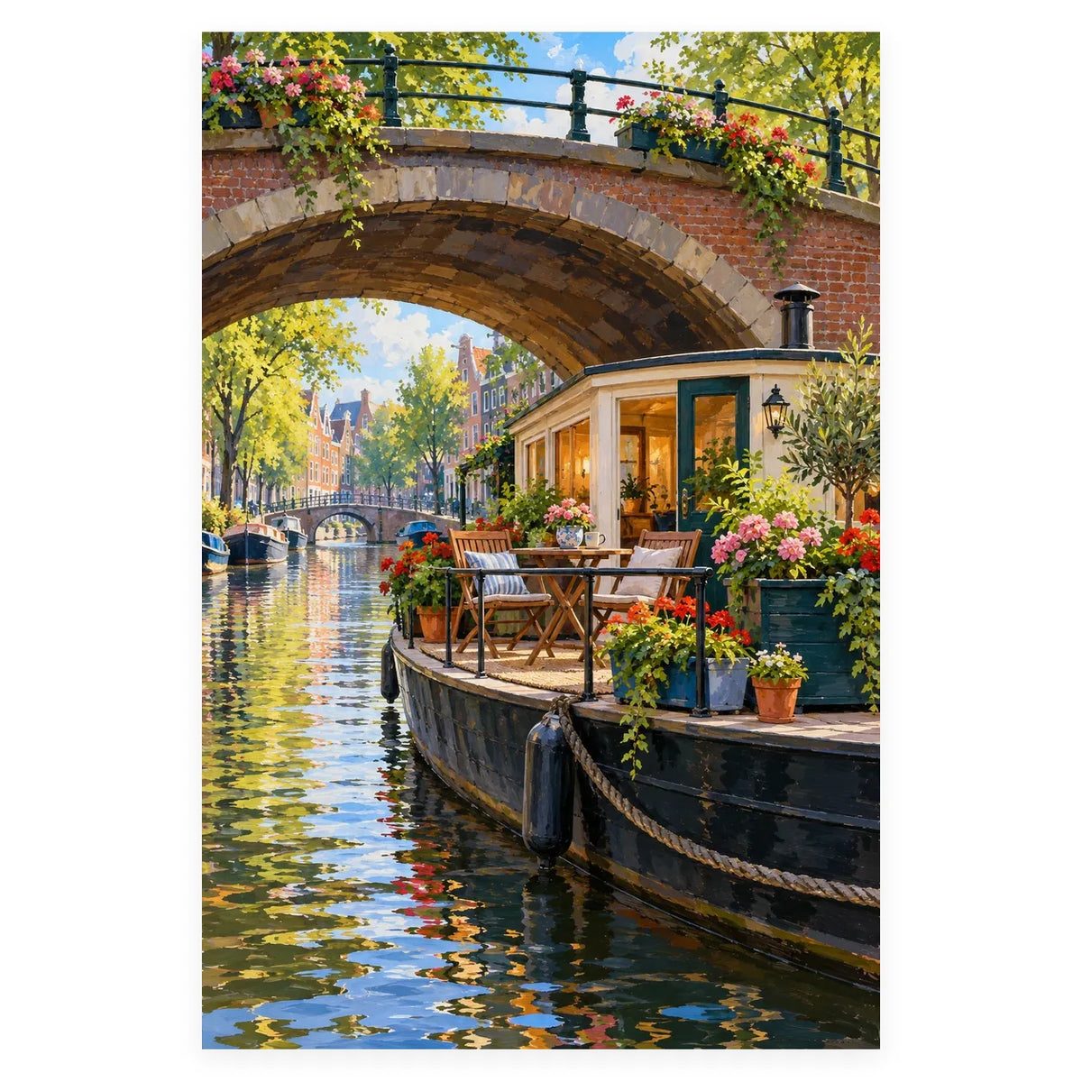 `02-amsterdam-houseboat-flower-deck-original-white-background.webp` — Complete original Amsterdam Houseboat Flower Deck artwork centered on a white 1:1 background, shown without cropping or stretching.