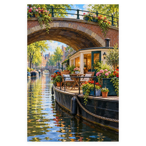 `02-amsterdam-houseboat-flower-deck-original-white-background.webp` — Complete original Amsterdam Houseboat Flower Deck artwork centered on a white 1:1 background, shown without cropping or stretching.