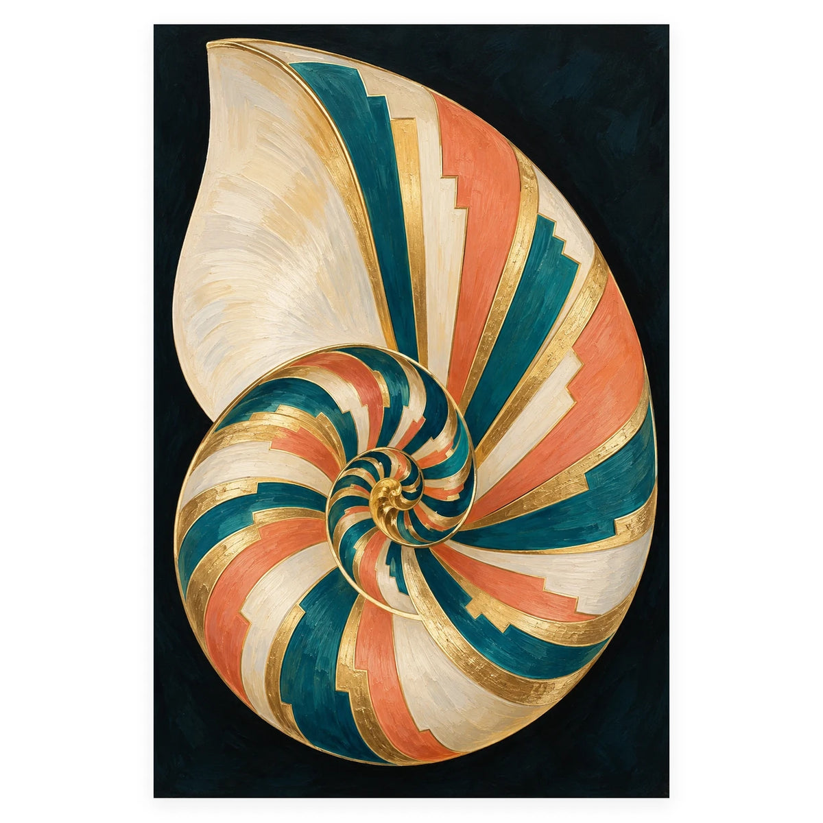 Complete original Art Deco Shell Sunburst artwork centered on a white 1:1 background with the original proportions preserved.
