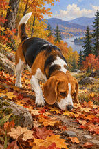 Original Beagle Scent on Forest Trail artwork for the paint by numbers kit