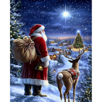 Beneath the Christmas Star paint by numbers completed artwork on a clean white background