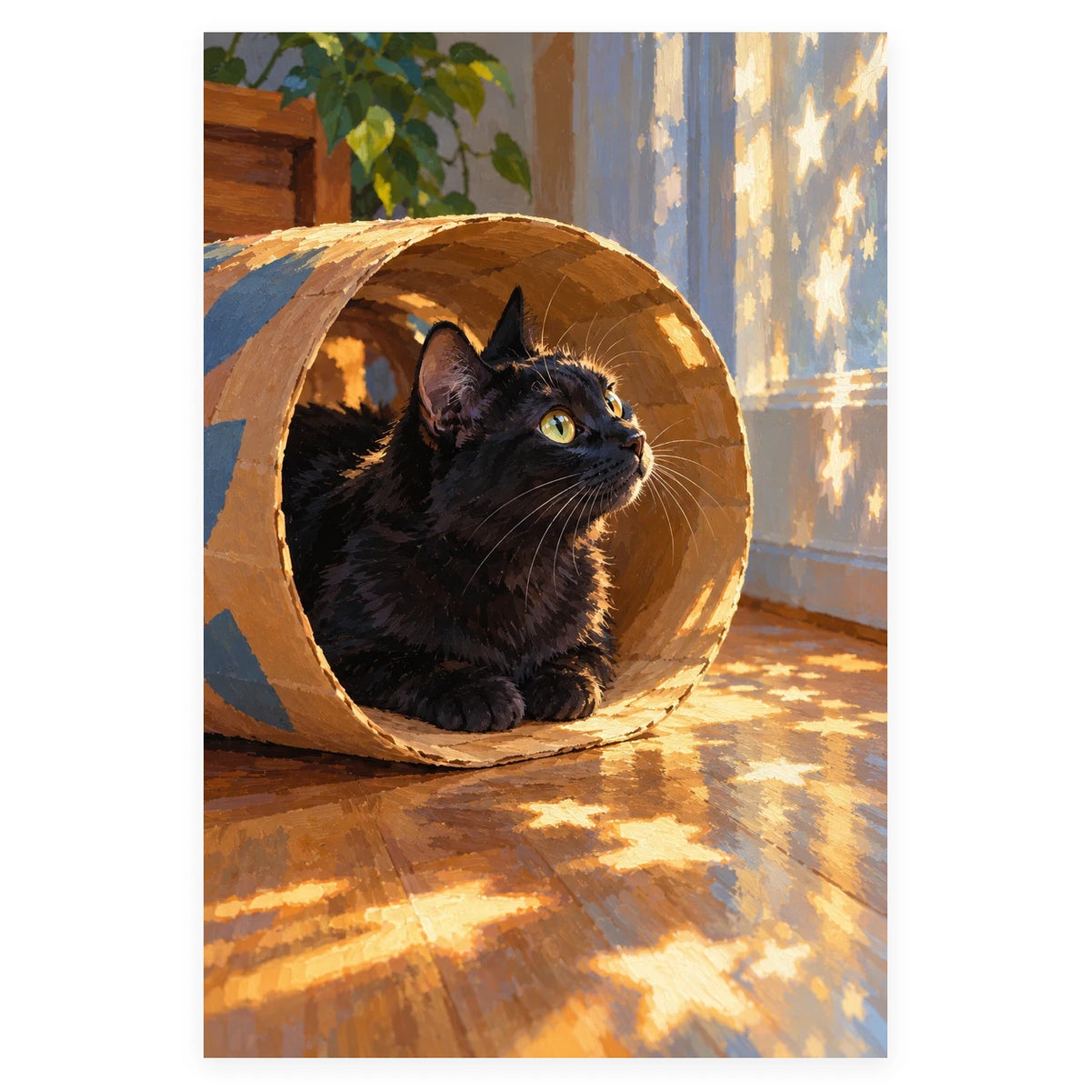 Black Cat Wicker Tunnel completed artwork on a clean white background
