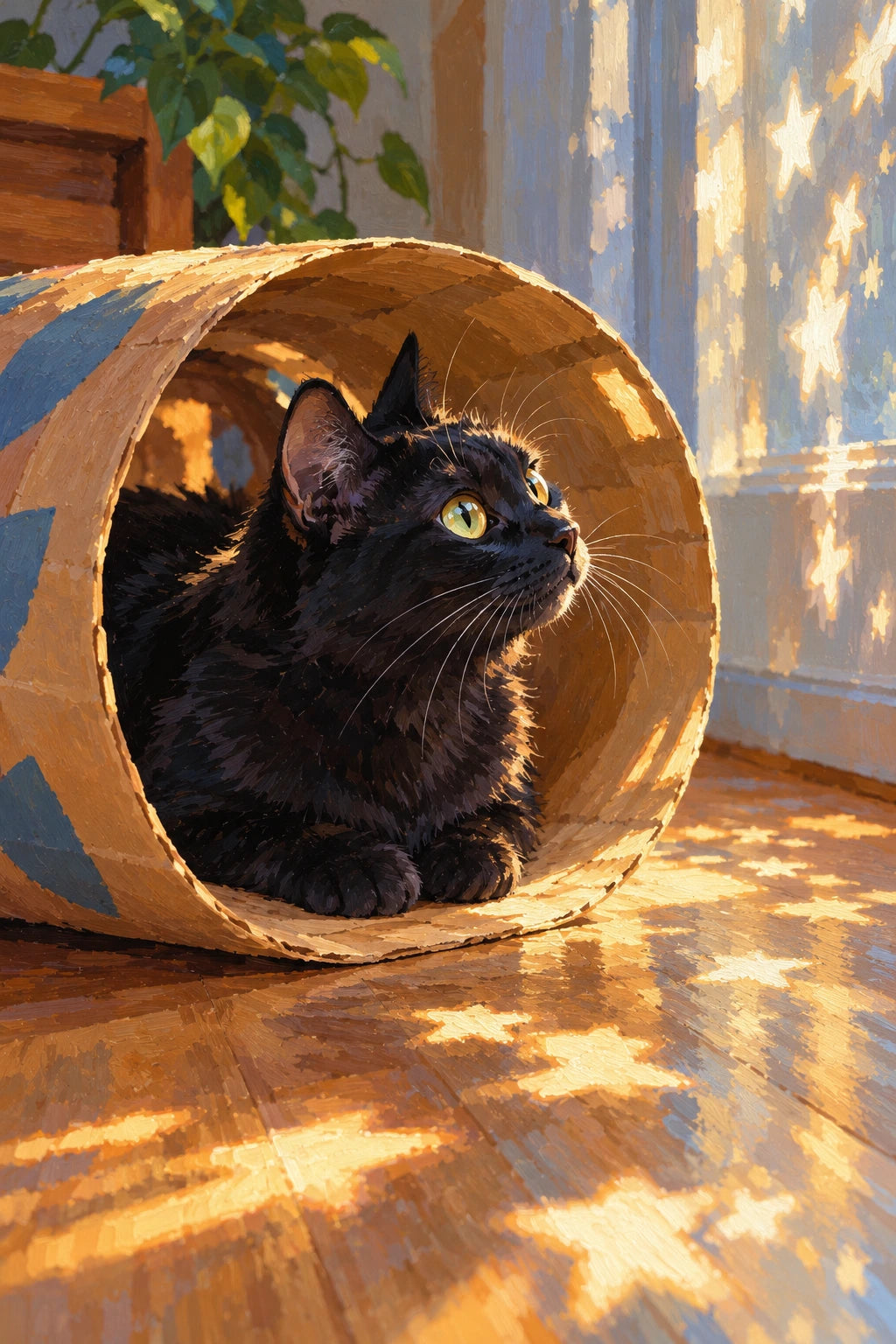 Original Black Cat Wicker Tunnel artwork for the paint by numbers kit