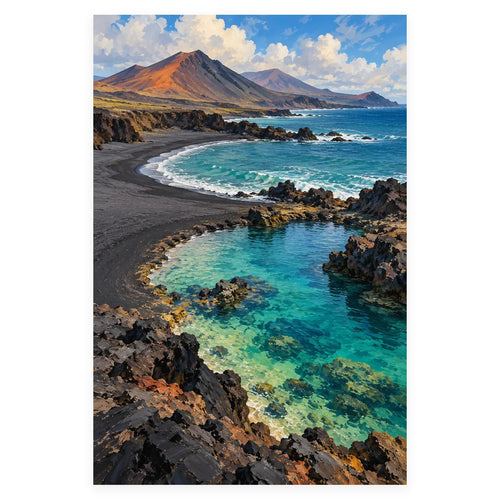 Black Sand Volcanic Coast completed artwork on a clean white background