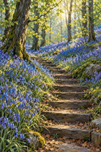 Bluebell Woodland Stone Steps completed artwork on a clean white background.