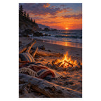 Bonfire Beach Autumn Equinox Paint by Numbers Kit completed artwork on a clean white background.