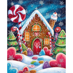 Candyland Gingerbread Christmas paint by numbers completed artwork on a clean white background