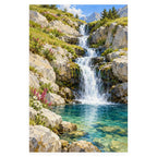 Cascading Meadow Waterfall completed artwork on a clean white background