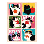 Cat and Apple Pop Art Collage completed original artwork on a clean white background
