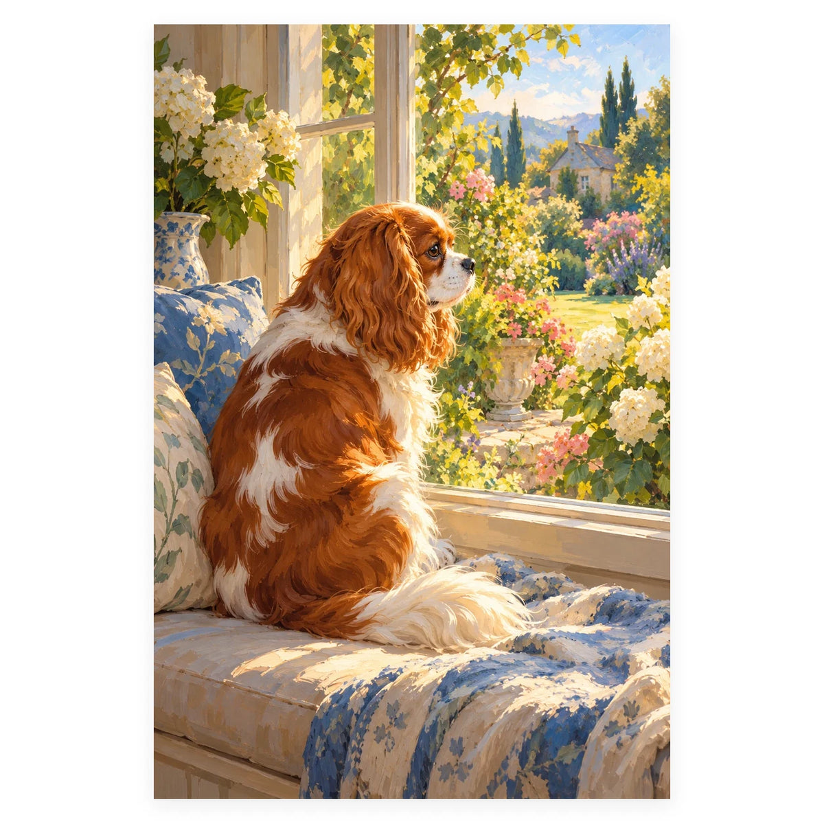 Cavalier Window Seat Garden completed artwork on a clean white background